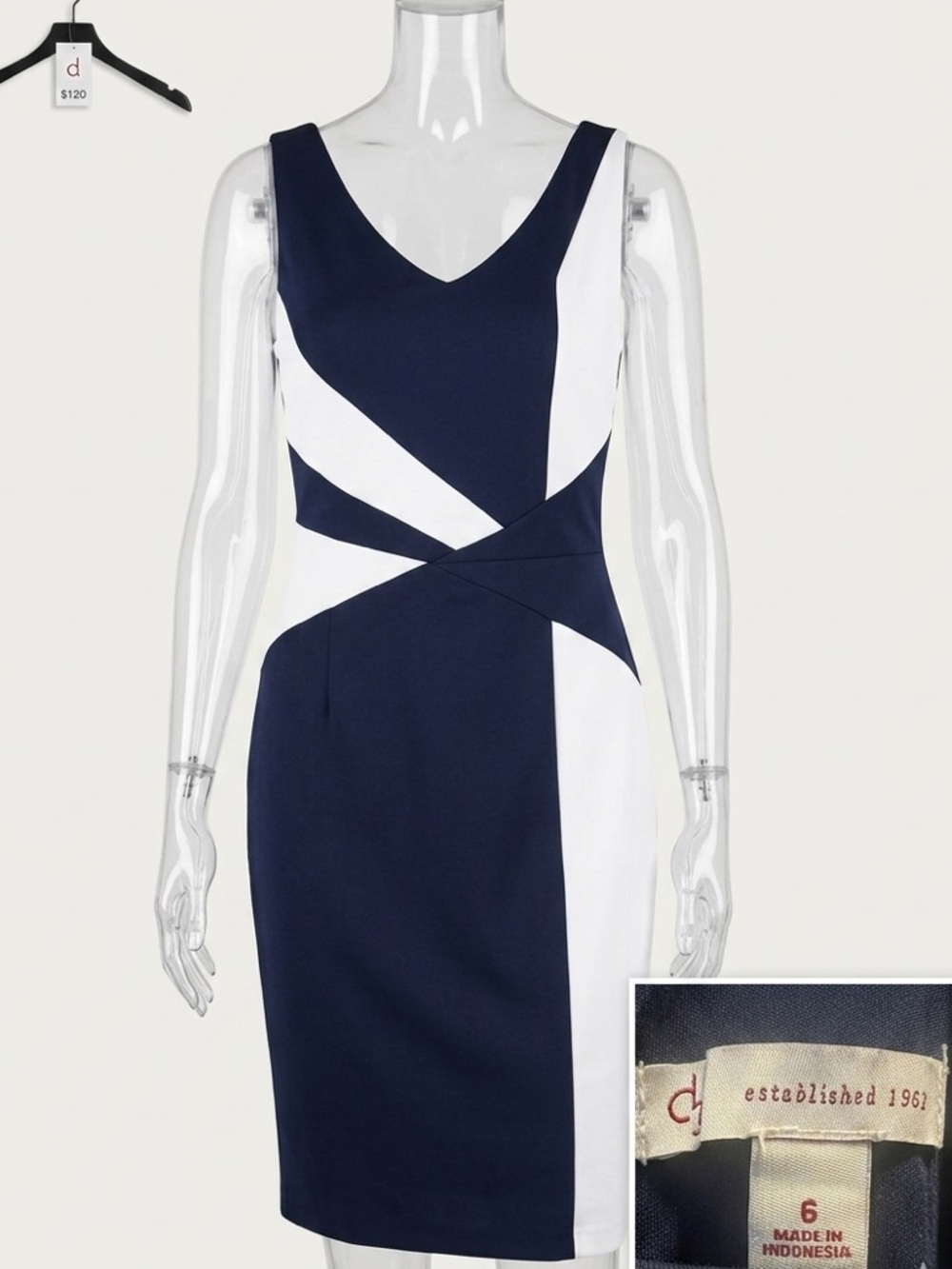 Delicious Navy and White Colorblock Midi Dress
